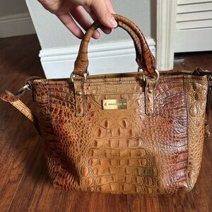 Brahmin Brown Crocodile Embossed Satchel